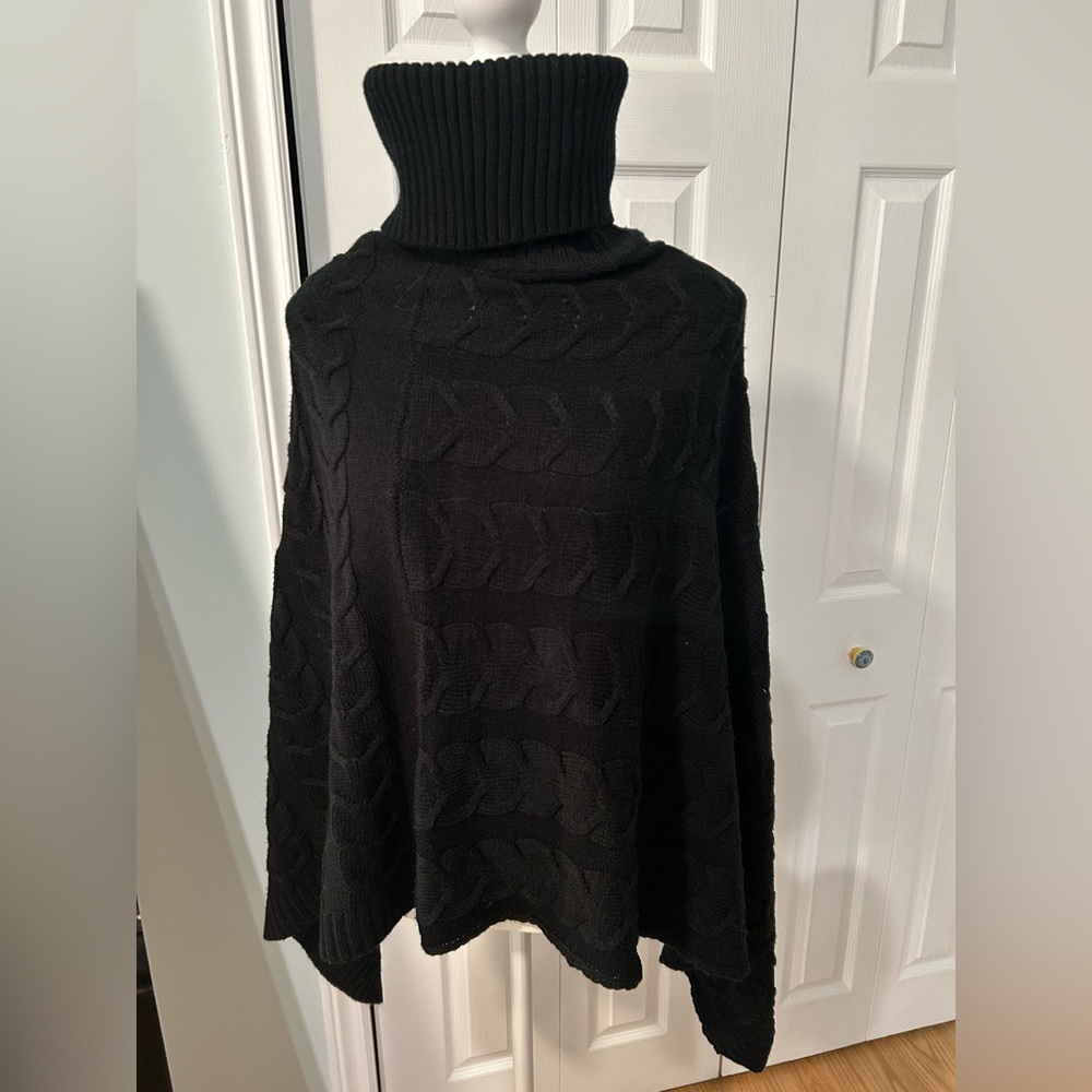 Black turtleneck poncho